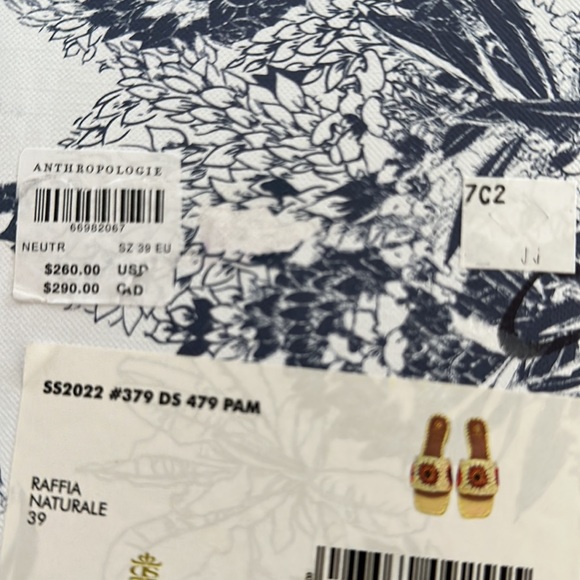 De Siena Raffia Embroidered Slides From Athropologie - Picture 6 of 6